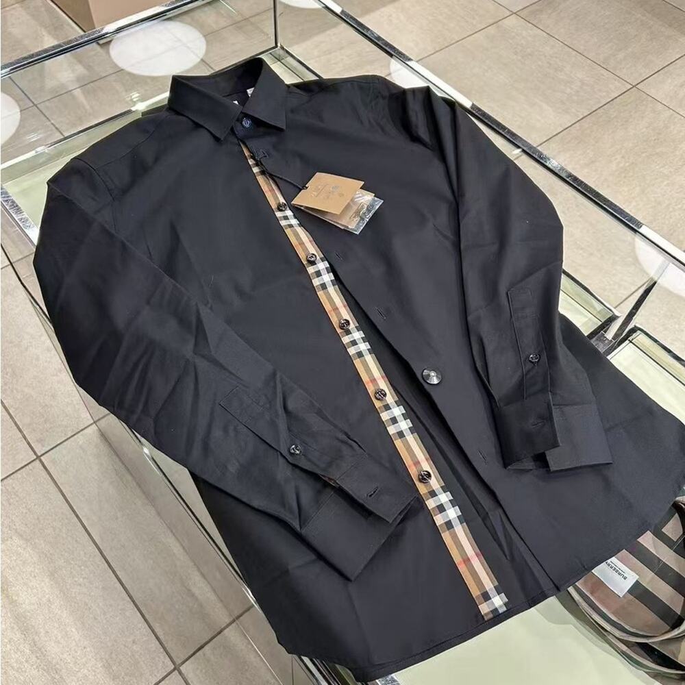 Burberry Black and Tan Long Sleeve Shirt NWT Medium